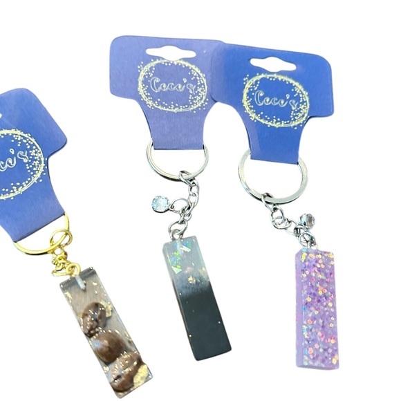 CeCe Trio Keychain Set with Glitter and coffee beans letter I - Picture 3 of 4